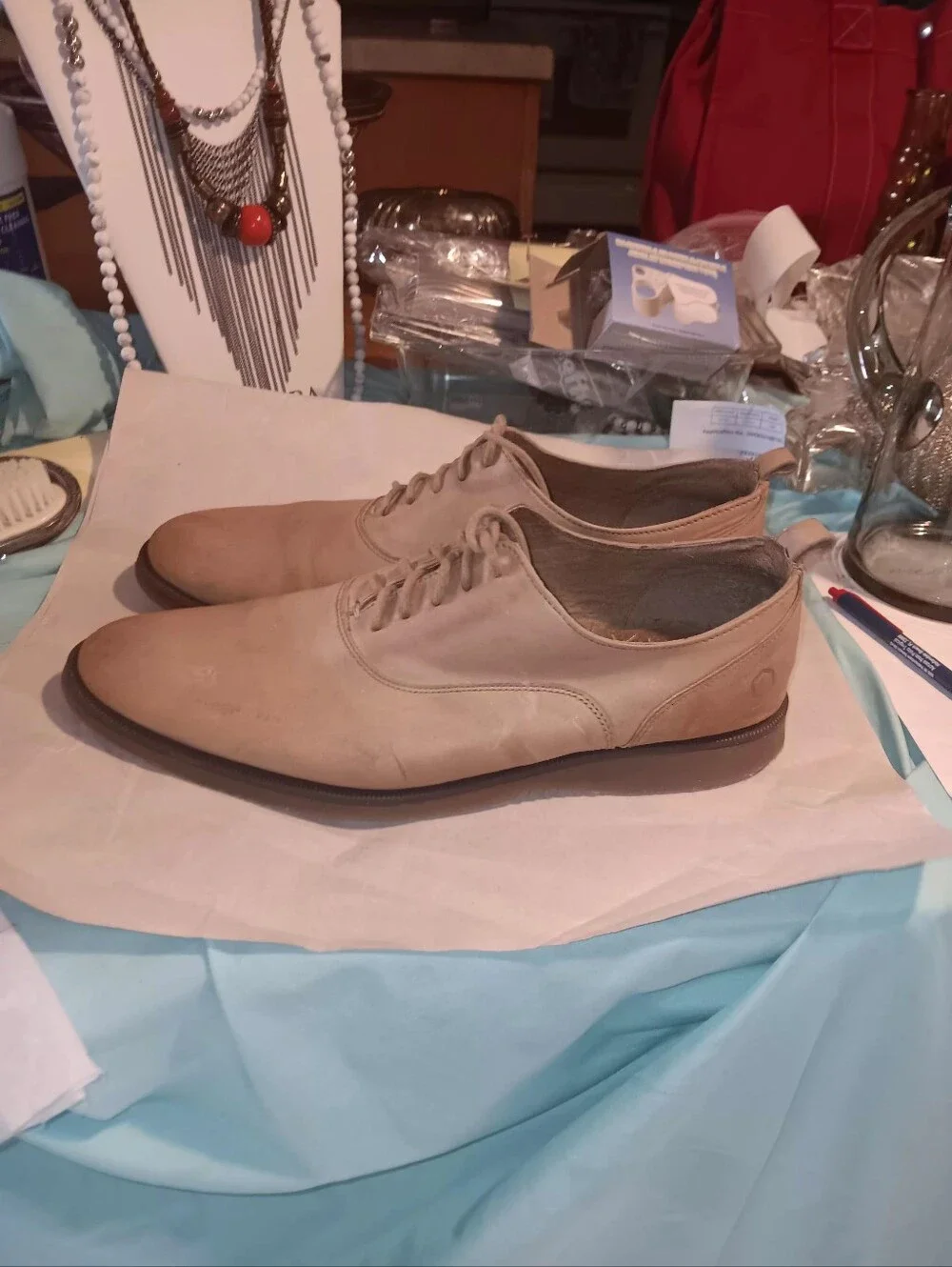 Paruno Mens Italian Tan Leather Oxford Shoes Sz 7.5